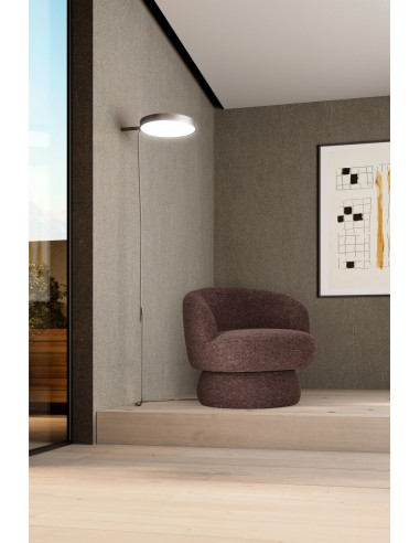 Poltrona giratória de design curvilíneo DALI em tecido chenille