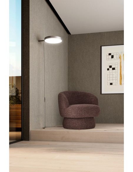 Sillón giratório de diseño curvilíneo DALI en tejido chenille