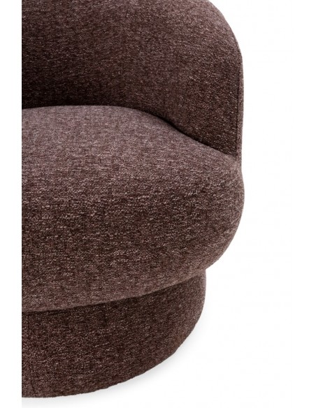Poltrona giratória de design curvilíneo DALI em tecido chenille