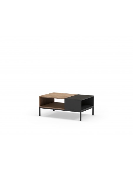 Mesa de centro minimalista CAILIN 90 x 40, melamina sepet y negro, patas de metal