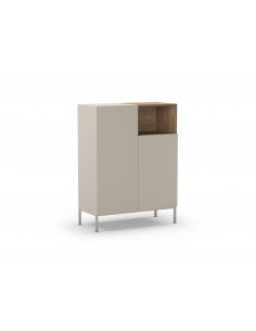 Aparador alto minimalista CAILIN 90 x 120, melamina crema...