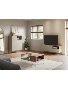 Mueble TV minimalista CAILIN 140 x 55, melamina crema y... 2