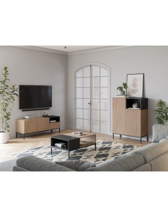 Mueble TV de diseño CAILIN 140 x 55 melamina roble y... 2