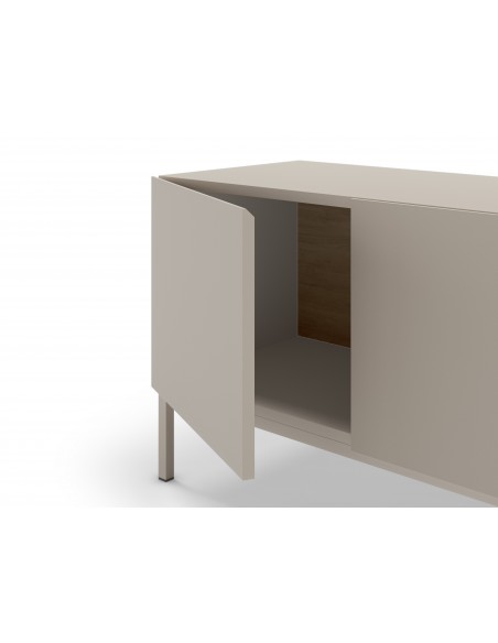 Móvel de TV de design CAILIN 180 x 55 melamina creme e carvalho, pernas em metal