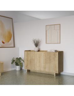 Aparador grabado DAIRA 3 puertas 140 x 80 melamina en roble 2