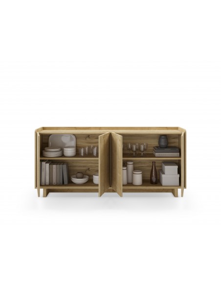 Aparador moderno DAIRA 4 puertas 180 x 80, melamina en roble