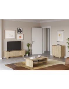 Aparador cuadrado DAIRA 2 puertas 80 x 80, melamina en roble 2