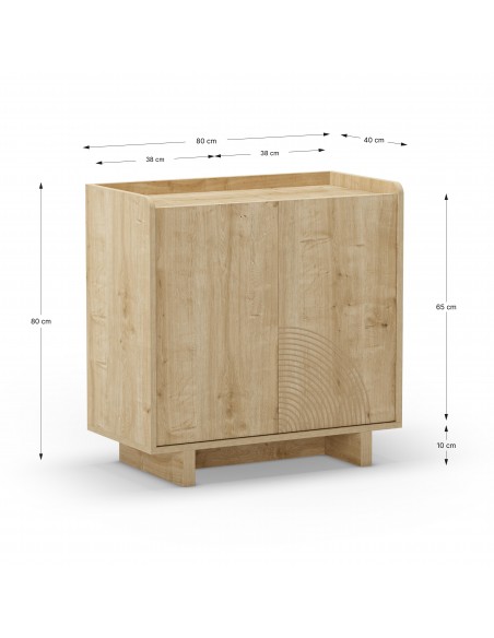 Aparador cuadrado DAIRA 2 puertas 80 x 80, melamina en roble