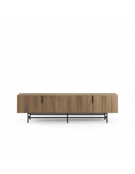 Mueble de TV minimalista 200 x 55cm ELDIA, 4 puertas, color roble