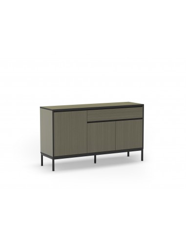Aparador moderno LORENZA 140 x 80, melamina verde y negro, patas de metal