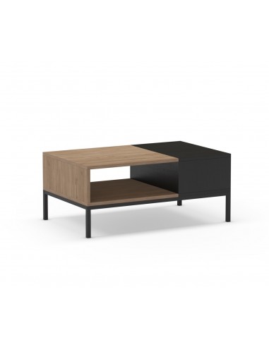 Mesa de centro minimalista CAILIN 90 x 40, melamina sepet y negro, patas de metal