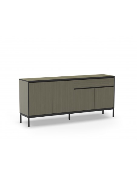 Aparador moderno LORENZA 180 x 80, melamina verde y negro, patas de metal