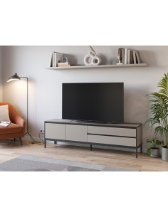 Mueble de TV moderno LORENZA 180 x 50, melamina crema y... 2