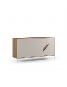 Aparador de diseño LILOU 150, 3 puertas melamina roble y...