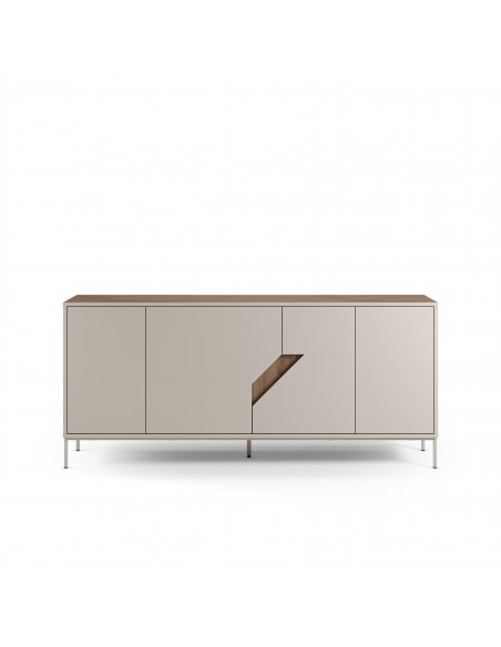 Aparador de diseño LILOU 180, 4 puertas melamina roble y crema