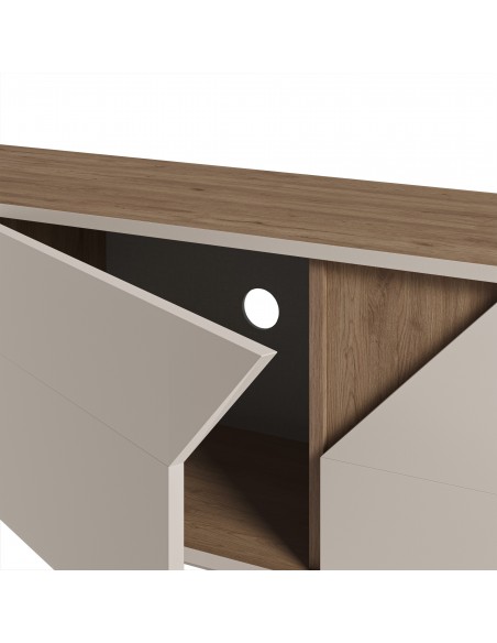 Mueble TV de diseño LILOU 150, 3 puertas color roble y crema