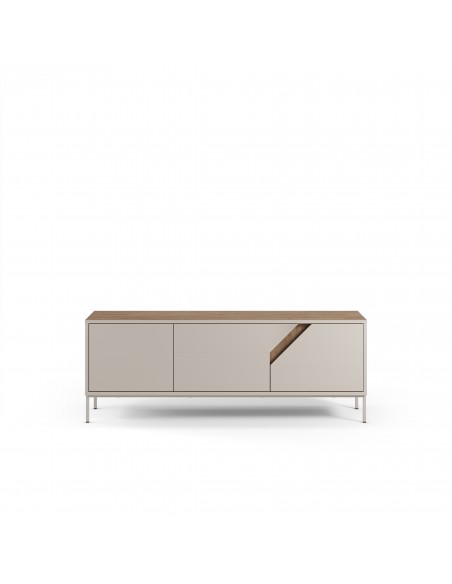 Mueble TV de diseño LILOU 150, 3 puertas color roble y crema