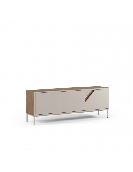 Mueble TV de diseño LILOU 150, 3 puertas color roble y crema