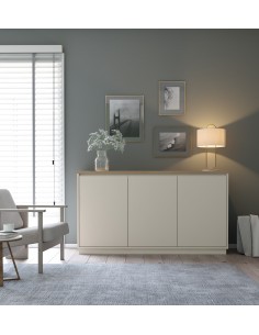 Aparador minimalista LORETA 152, 3 portas, cor vison e... 2