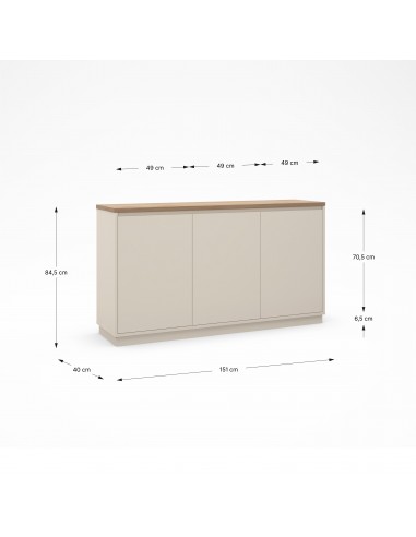 Aparador minimalista LORETA 152, 3 portas, cor...