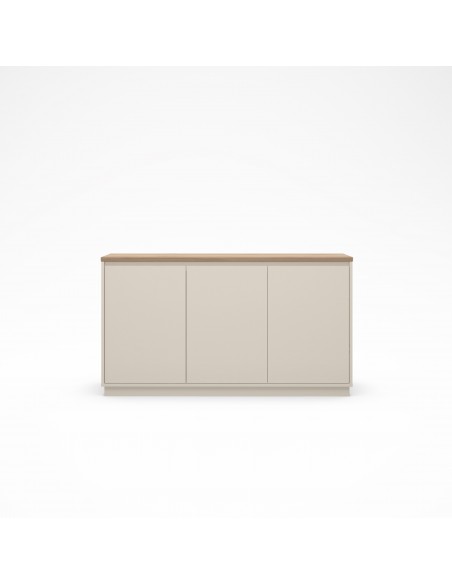 Aparador minimalista LORETA 152, 3 portas, cor vison e carvalho