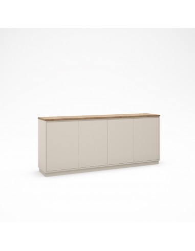 Aparador minimalista LORETA 200, 4 portas, cor vison e carvalho