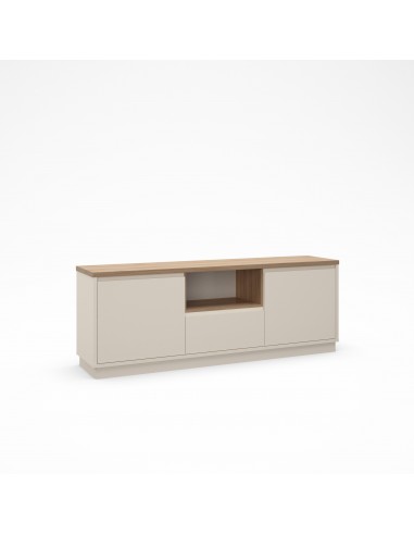 Móvel de TV minimalista LORETA 160, 3 portas, cor vison e carvalho