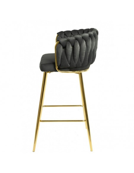 Taburete GIO 70 metal cromado dorado, tapizado velvet gris