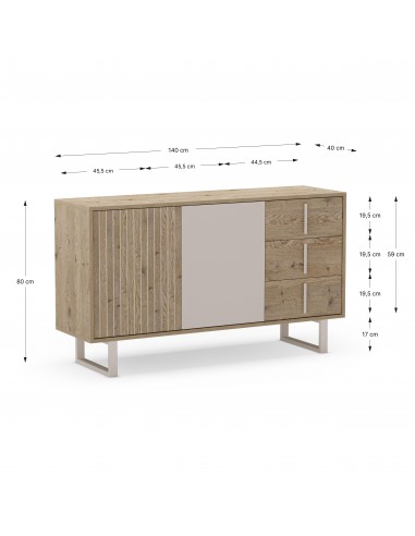 Aparador design MILLAY 140, 2 portas e 3...