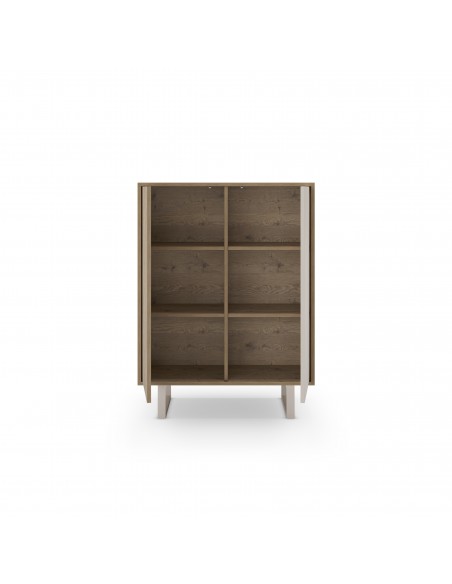 Aparador cube design MILLAY 90 x 120, 2 portas, cor carvalho e cinza