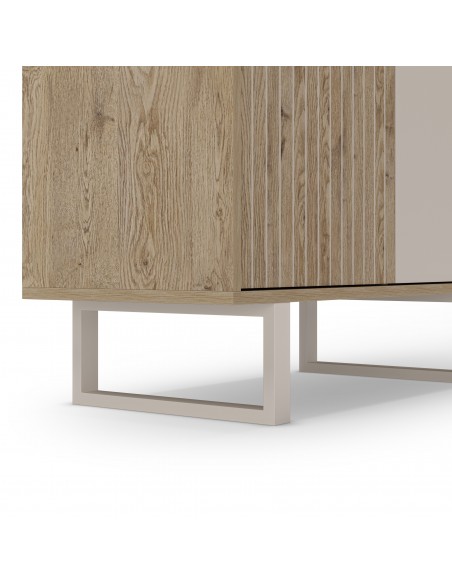 Aparador cubo de diseño MILLAY 90 x 120, 2 puertas, color roble y gris