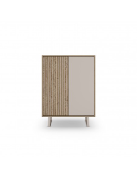 Aparador cube design MILLAY 90 x 120, 2 portas, cor carvalho e cinza