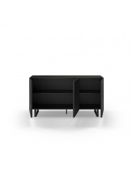 Aparador minimalista PETA 150 x 80, cor preto e pés de metal