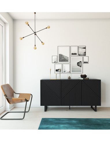 Aparador minimalista PETA 150 x 80, cor preto e...