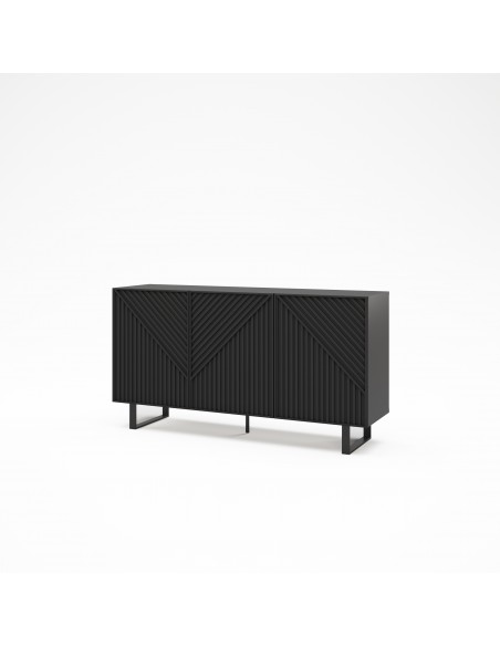 Aparador minimalista PETA 150 x 80, cor preto e pés de metal