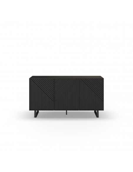 Aparador minimalista PETA 150 x 80, cor preto e pés de metal