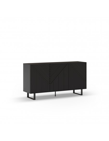 Aparador minimalista PETA 150 x 80, cor preto e pés de metal