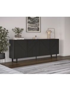 Aparador minimalista PETA 200 x 80, cor preto, pés de metal 2