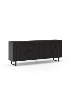 Aparador minimalista PETA 200 x 80, cor preto, pés de metal