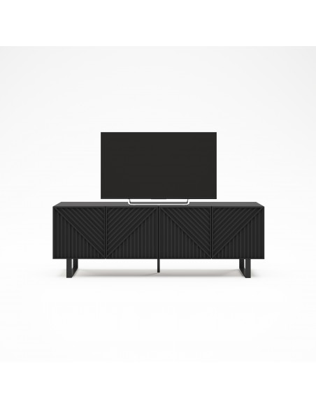 Móvel TV minimalista PETA 160 x 55, cor preto e pés de metal