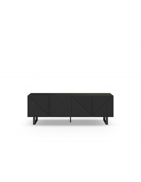 Mueble de TV minimalista PETA 160 x 55, color negro, patas de metal