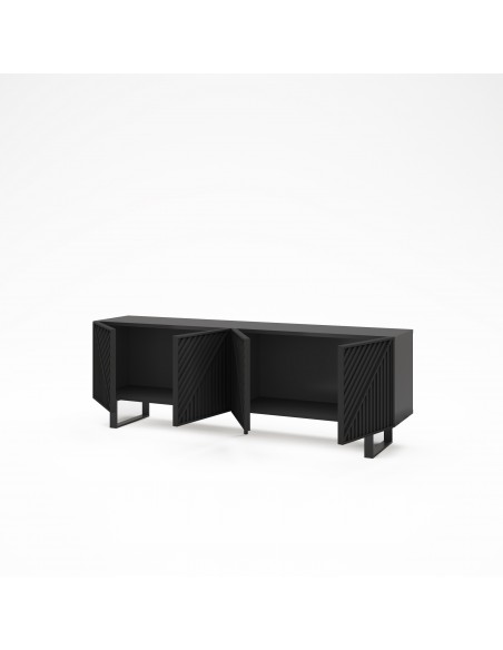 Mueble de TV minimalista PETA 160 x 55, color negro, patas de metal
