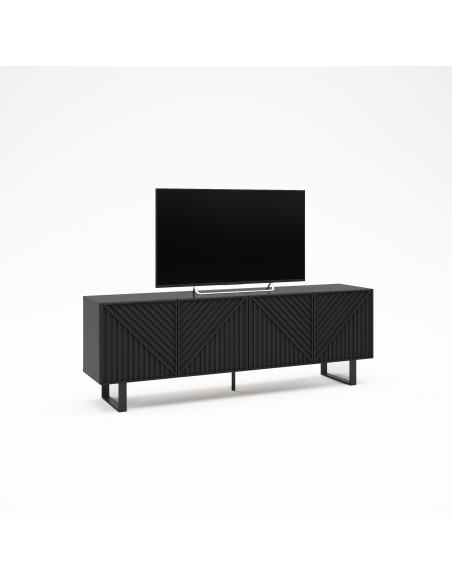 Mueble de TV minimalista PETA 160 x 55, color negro, patas de metal