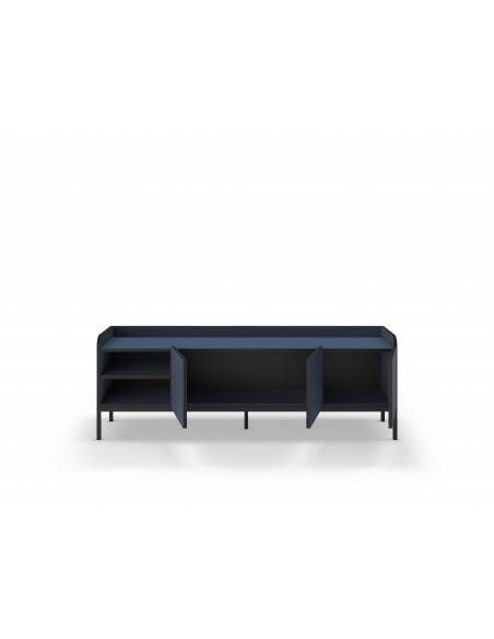 Mueble de TV minimalista ADARA 160 x 55, azul y negro, patas de metal