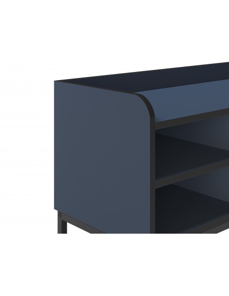 Mueble de TV minimalista ADARA 160 x 55, azul y negro, patas de metal