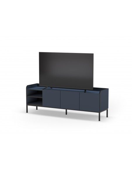 Armário de TV minimalista ADARA 160 x 55, azul e preto, base de metal