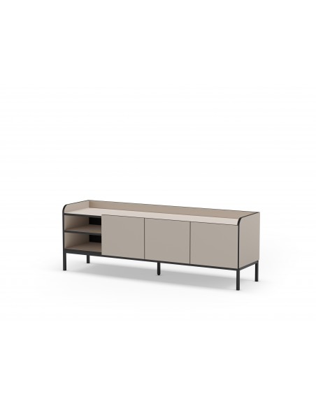 Mueble de TV minimalista ADARA 160 x 55, crema y negro, patas de metal