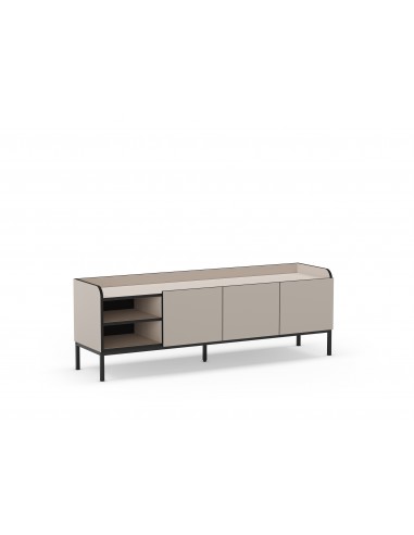 Armário de TV minimalista ADARA 160 x 55, creme e preto, base de metal