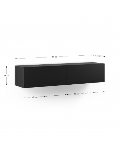 Mueble minimalista de TV suspendido a pared DAROCA 180 negro