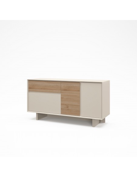 Aparador de diseño CARPI 146, 3 puertas y 1 cajón, color vison y roble